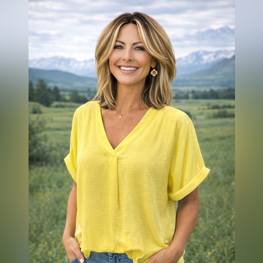 Glam Lemon V-Neck Blouse